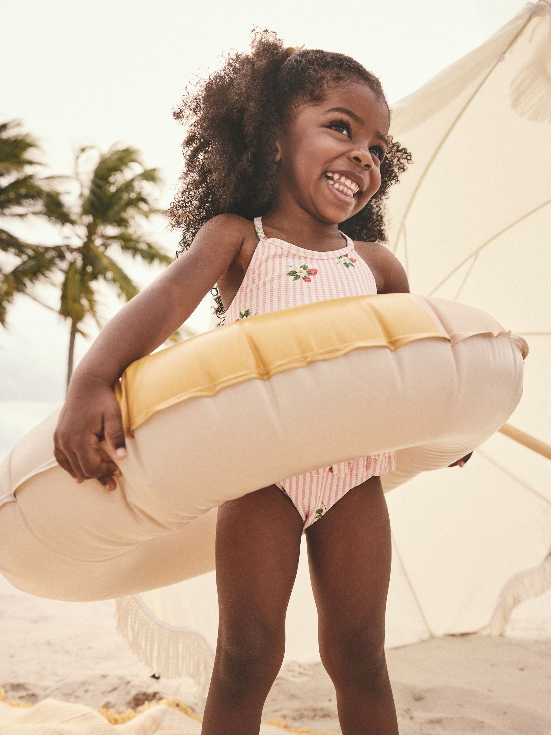 Buy Pink Strawberry Halter Neck Peplum Swimsuit (3mths-7yrs) from