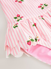 Pink Strawberry Halter Neck Peplum Swimsuit (3mths-7yrs) - Image 9 of 10