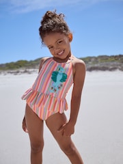 Multi Parrot Halter Neck Peplum Swimsuit (3mths-7yrs) - Image 1 of 6