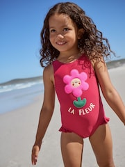 Berry Red Frill Leg Swimsuit (3mths-7yrs) - Image 1 of 4