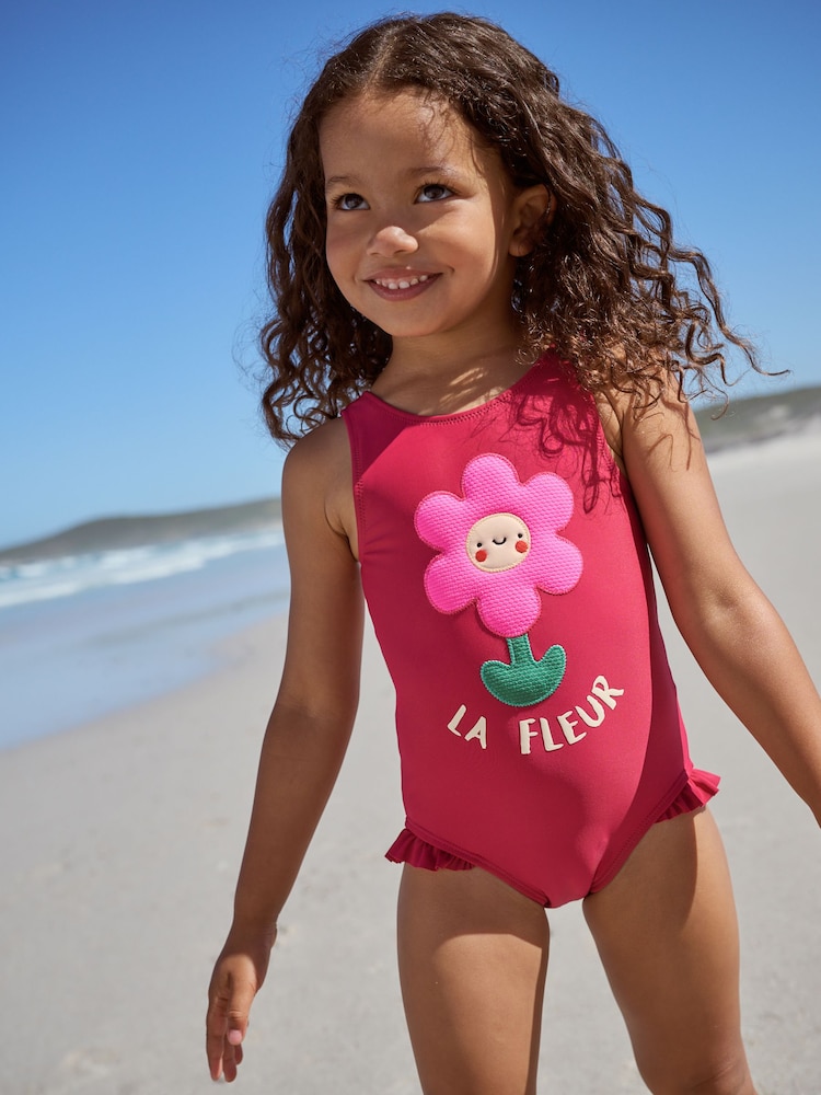 Berry Red Frill Leg Swimsuit (3mths-7yrs) - Image 1 of 4