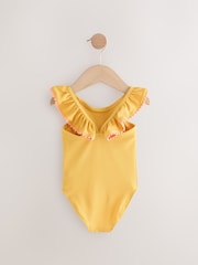 Ochre Yellow Giraffe Frill Shoulder Swimsuit (3mths-7yrs) - Image 6 of 8