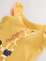 Ochre Yellow Giraffe Frill Shoulder Swimsuit (3mths-7yrs) - Image 8 of 8