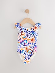 Blue/Orange Frill Shoulder Swimsuit (3mths-7yrs) - Image 5 of 8