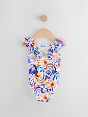 Blue/Orange Frill Shoulder Swimsuit (3mths-7yrs) - Image 6 of 8