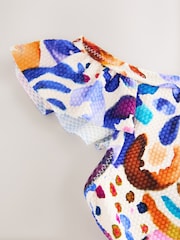 Blue/Orange Frill Shoulder Swimsuit (3mths-7yrs) - Image 7 of 8