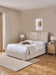 Brushed Weave Oyster Grace Upholstered Storage Ottoman Bed Frame - Image 1 of 8