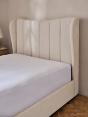 Brushed Weave Oyster Grace Upholstered Storage Ottoman Bed Frame - Image 3 of 8