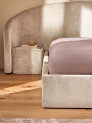 Plush Chenille Oyster Alderley Upholstered Ottoman Hotel Bed with Seating Bedsides - Image 5 of 9
