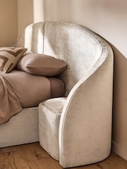 Plush Chenille Oyster Alderley Upholstered Ottoman Hotel Bed with Seating Bedsides - Image 6 of 9