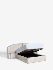 Plush Chenille Oyster Alderley Upholstered Ottoman Hotel Bed with Seating Bedsides - Image 7 of 9