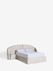 Plush Chenille Oyster Alderley Upholstered Ottoman Hotel Bed with Seating Bedsides - Image 8 of 9
