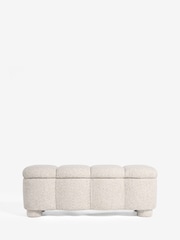 Tweedy Boucle Light Natural Bubble Upholstered Ottoman Blanket Box - Image 4 of 7