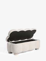 Tweedy Boucle Light Natural Bubble Upholstered Ottoman Blanket Box - Image 5 of 7
