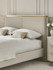 Soft Velvet Pebble Valencia Upholstered Bed Frame - Image 1 of 7