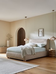 Chunky Texture Dove Grey Colmore Upholstered Ottoman Storage Bed Frame - Image 1 of 9