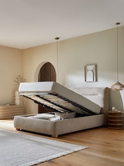Chunky Texture Dove Grey Colmore Upholstered Ottoman Storage Bed Frame - Image 2 of 9