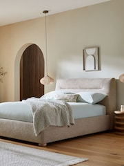 Chunky Texture Dove Grey Colmore Upholstered Ottoman Storage Bed Frame - Image 3 of 9