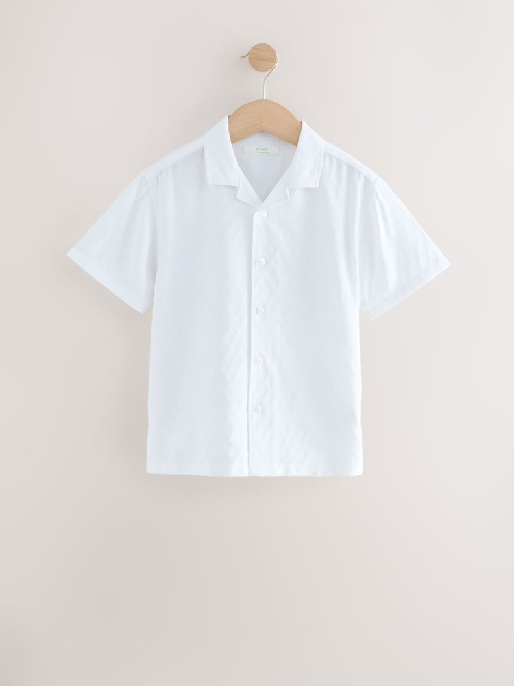 White Texture Short Sleeves Smart Textured Shirt (3-16yrs) - Image 1 of 4