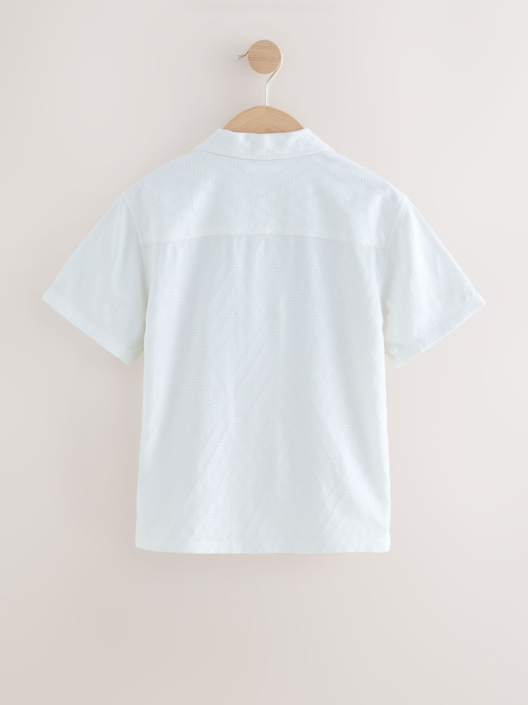 White Texture Short Sleeves Smart Textured Shirt (3-16yrs) - Image 2 of 4