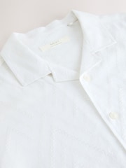 White Texture Short Sleeves Smart Textured Shirt (3-16yrs) - Image 4 of 4