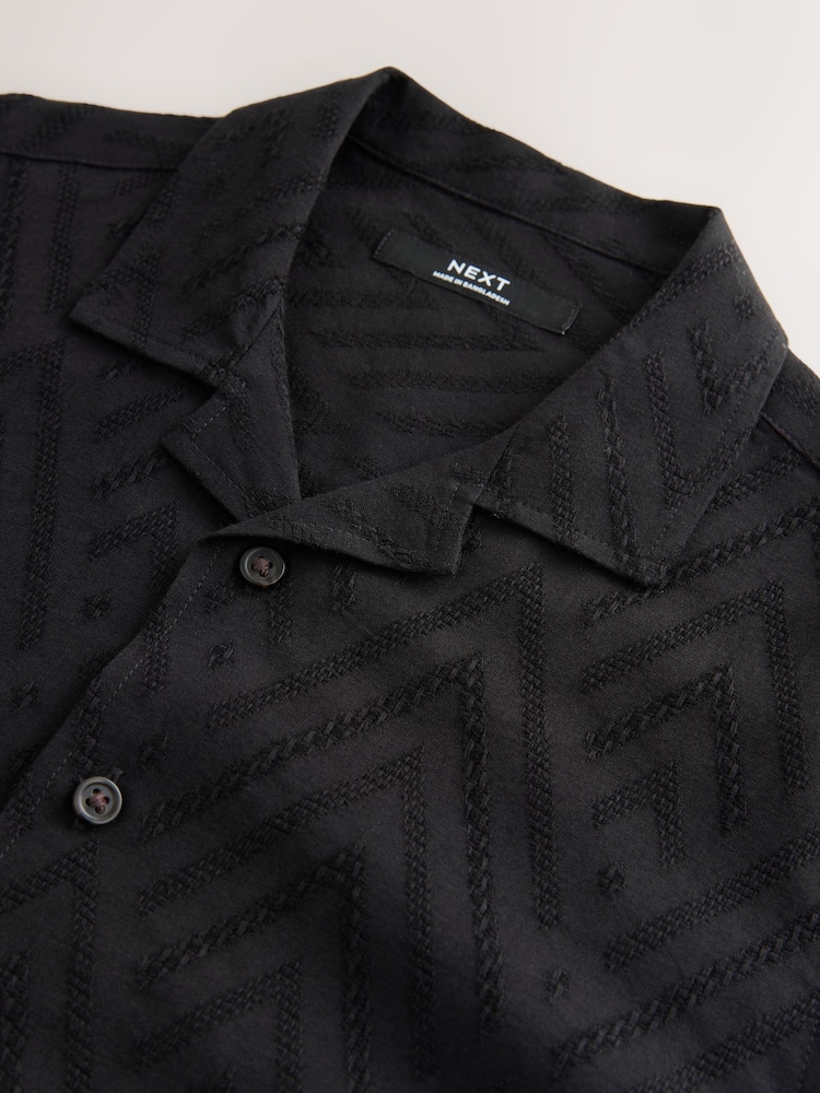 Black Short Sleeves Smart Textured Shirt (3-16yrs) - Image 4 of 4