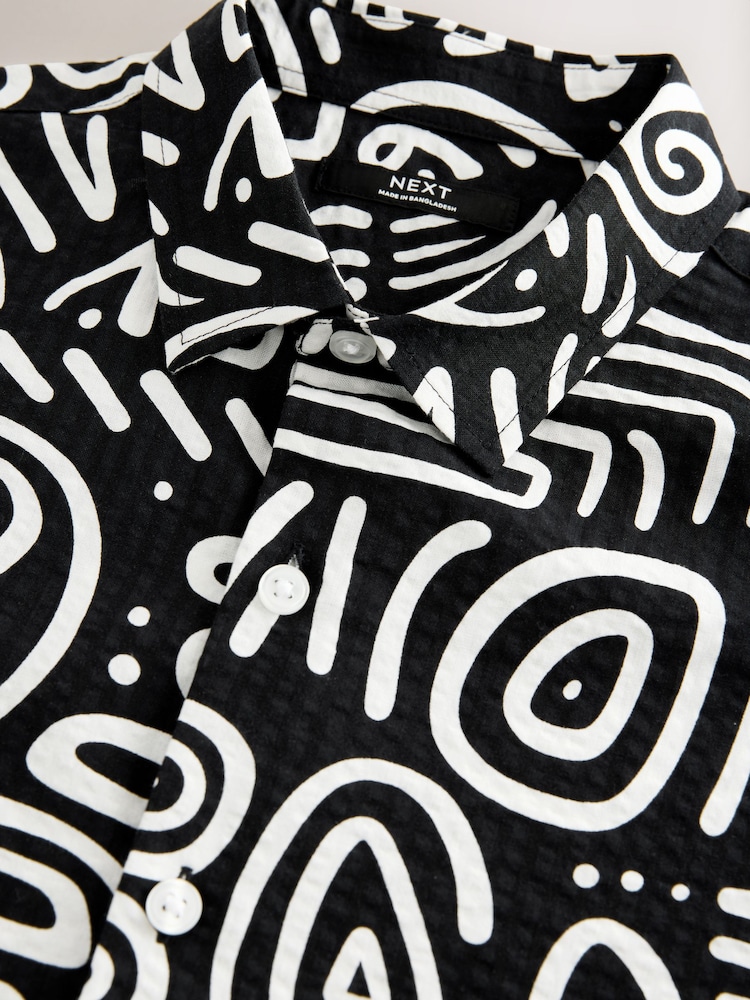 Black/White Swirl AOP Short Sleeve Printed Shirt (3-16yrs) - Image 9 of 9 Black/White Swirl AOP Short Sleeve Printed Shirt (3-16yrs) - Image 9 of 9