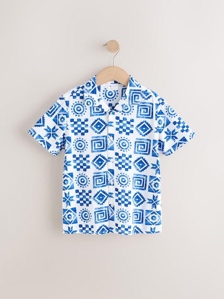 Blau/Weißer Kacheldruck - Kurzarmhemd mit Print (3–16 J.) - Bild 1 von 4 Blau/Weißer Kacheldruck - Kurzarmhemd mit Print (3–16 J.) - Bild 1 von 4