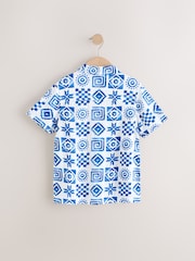 Blue/White Tile Print Short Sleeve Printed Shirt (3-16yrs) - Image 2 of 4