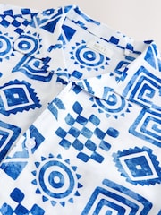 Blue/White Tile Print Short Sleeve Printed Shirt (3-16yrs) - Image 3 of 4
