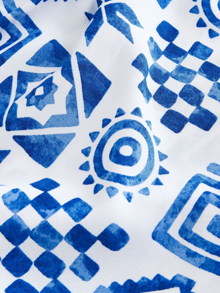 Blue/White Tile Print Short Sleeve Printed Shirt (3-16yrs) - Image 4 of 4