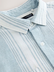 Pale Blue Short Sleeve Linen Blend Stripe Shirt (3-16yrs) - Image 11 of 11