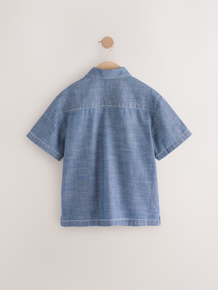 Chambray Blue Short Sleeves Chambray Shirt (3-16yrs) - Image 2 of 4