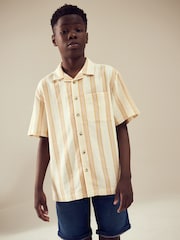 Yellow Stripe Short Sleeves Revere Collar Texture Stripe Shirt (3-16yrs) - Image 1 of 1