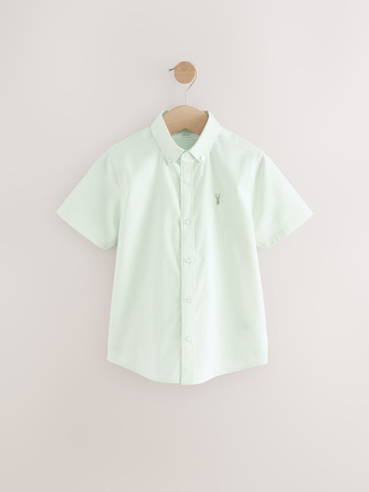 Mint Green Logo Short Sleeve Cotton Rich Oxford Shirt (3-16yrs) - Image 3 of 6
