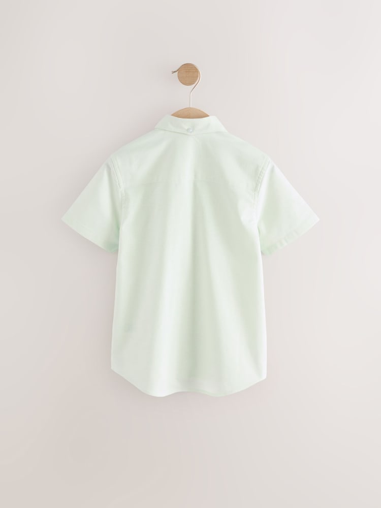 Mint Green Logo Short Sleeve Cotton Rich Oxford Shirt (3-16yrs) - Image 4 of 6