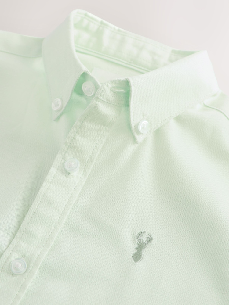 Mint Green Logo Short Sleeve Cotton Rich Oxford Shirt (3-16yrs) - Image 5 of 6
