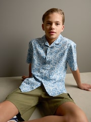 Blue Face AOP Short Sleeves 100% Cotton Revere Collar All Over Print Shirt (3-16yrs) - Image 2 of 7
