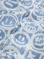 Blue Face AOP Short Sleeves 100% Cotton Revere Collar All Over Print Shirt (3-16yrs) - Image 7 of 7