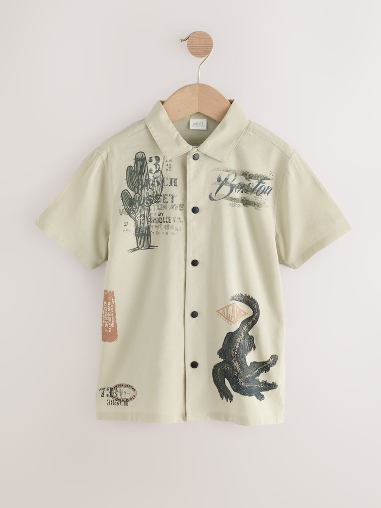 Khaki Camo Short Sleeve Printed Shirt (3-16yrs) - Image 1 of 5