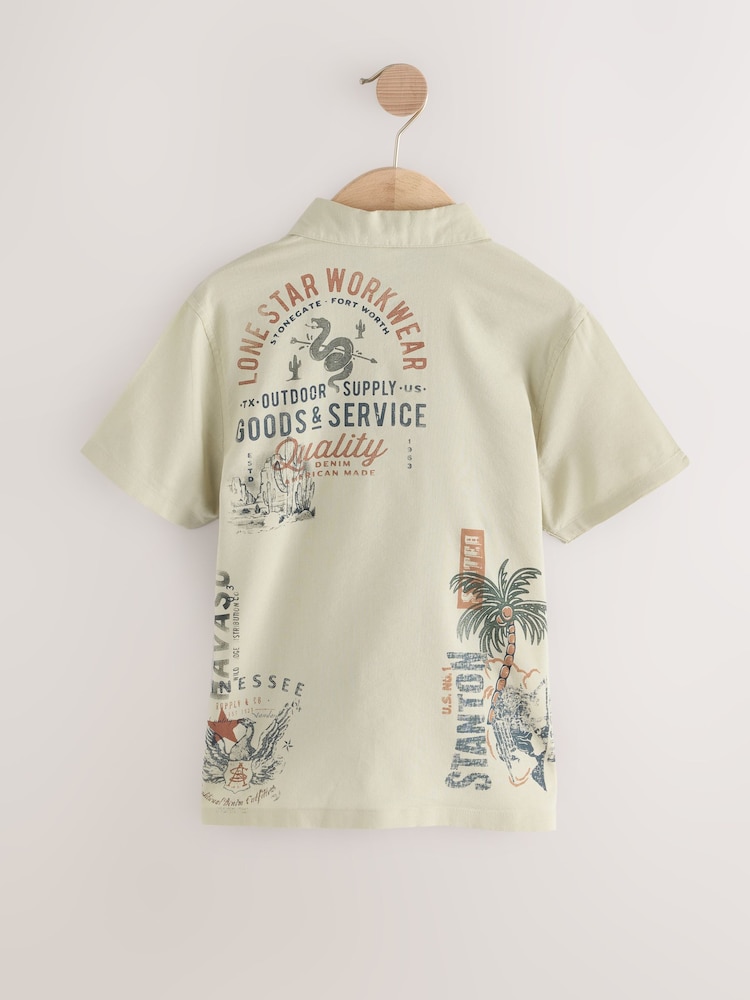 Khaki Camo Short Sleeve Printed Shirt (3-16yrs) - Image 2 of 5