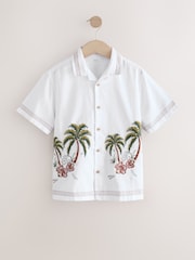 White Palm Tree Short Sleeves Revere Collar Shirt (3-16yrs) - Image 5 of 8