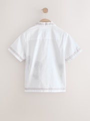 White Palm Tree Short Sleeves Revere Collar Shirt (3-16yrs) - Image 6 of 8