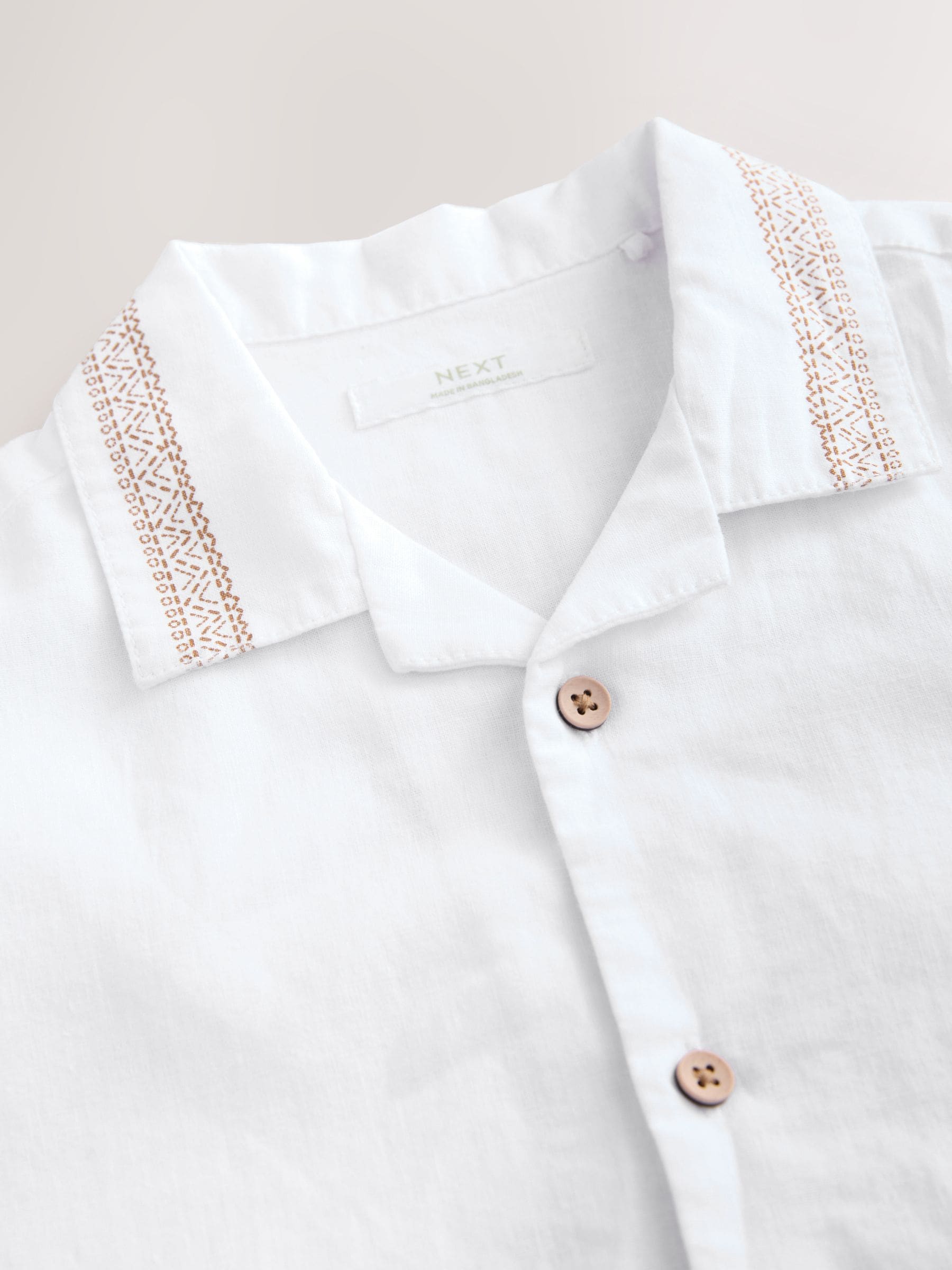 Buy White Palm Tree Short Sleeves Revere Collar Shirt (3-16yrs