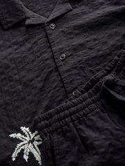 Schwarze Palme - Embroidered Short Sleeve Shirt and Shorts Set (3-16yrs) - Bild 4 von 5