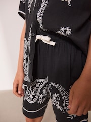 Black/White Short Sleeve Boarder Printed Shirt and Shorts Set (3-16yrs) - Image 4 of 4