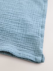 Blue Double Cloth 100% Cotton Short Sleeves Textured Shirt (3-16yrs) - Image 4 of 4