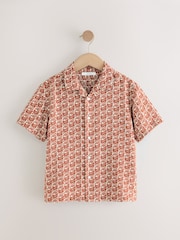 Brown/Orange Short Sleeve Printed Shirt (3-16yrs) - Image 1 of 4