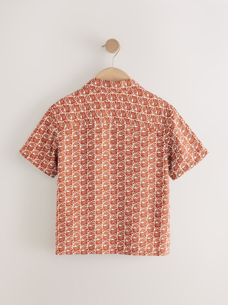 Brown/Orange Short Sleeve Printed Shirt (3-16yrs) - Image 2 of 4