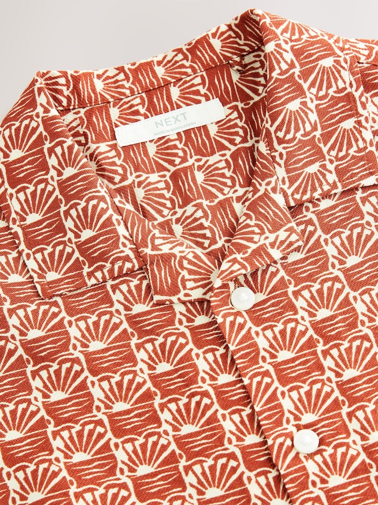 Brown/Orange Short Sleeve Printed Shirt (3-16yrs) - Image 3 of 4